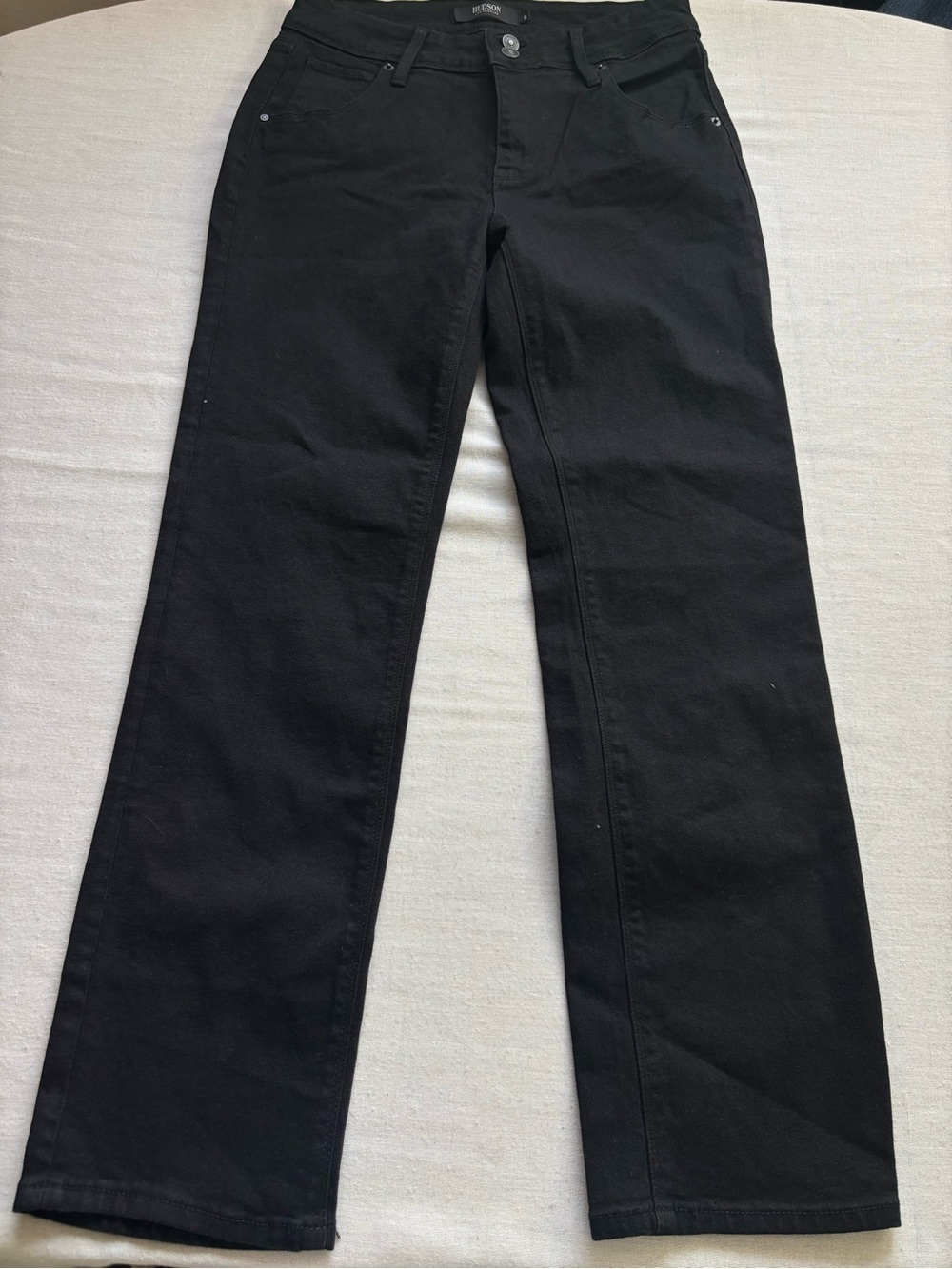 Hudson High Rise Straight Cropped Jeans Black Size 8 Stretch Ankle Denim